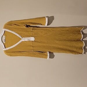 ❤️ ATHLETA GOLDENROD CRINKLE COTTON SWIM COVER-UP TUNIC DRESS, SMALL